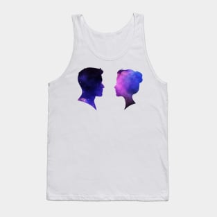 male and female silhouettes of space Tank Top